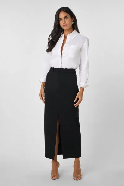 Toccin Meg Midi Skirt With Slit - Pos In Black