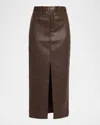 Toccin Meg Vegan Leather Midi Skirt In Espresso Brown In Brown