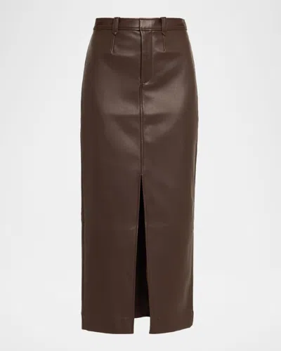 TOCCIN MEG VEGAN LEATHER MIDI SKIRT