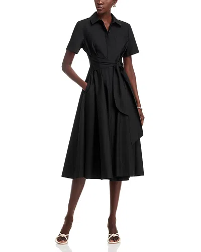 Toccin Megan Tie-front Midi Shirtdress In Jet