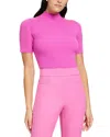 Toccin Melanie Short Sleeve Mock Neck Bodysuit In Pink
