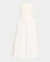 Toccin Melody Corset Combo Midi Dress In Ivory