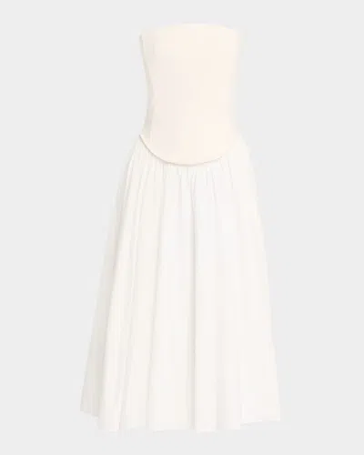 Toccin Melody Corset Combo Midi Dress In Ivory