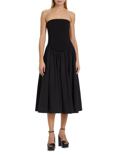 Toccin Melody Corset Midi Dress In Jet In Multi