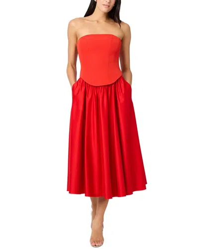 Toccin Melody Corset Midi Dress In Red