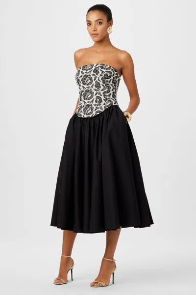 Toccin Melody Embroidery Corset Dress In Black