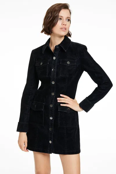 Toccin Mercer Long Sleeve Collared Button-front Dress In Black