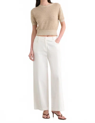Toccin Merryn Short Sleeve Sweater In Driftwood In White