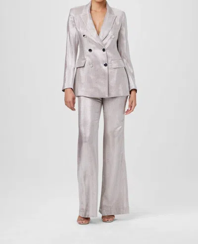 Toccin Mia Double Breasted Blazer In Rose In Silver