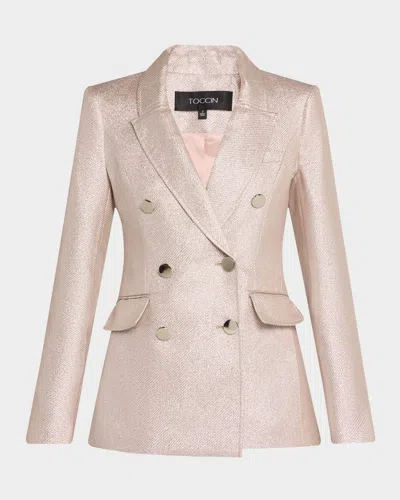 Toccin Mia Double-breasted Metallic Blazer