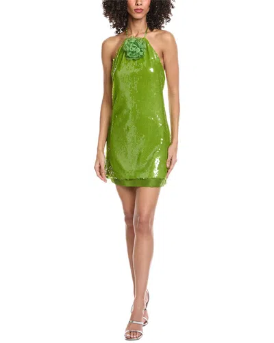 Toccin Micky Halter Tie Neck Shift Dress In Green
