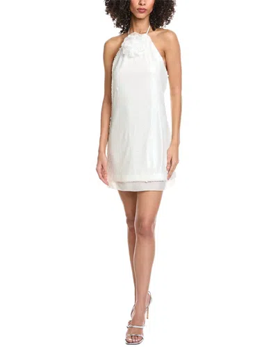 Toccin Micky Halter Tie Neck Shift Dress In White