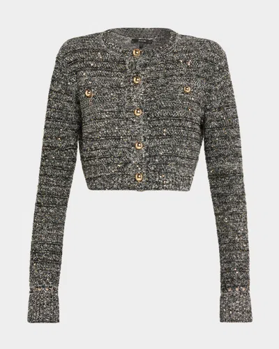 Toccin Miller Sequined Knit Cardigan In Gray