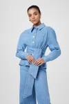 Toccin Mina Denim Tie Front Blouse In Blue