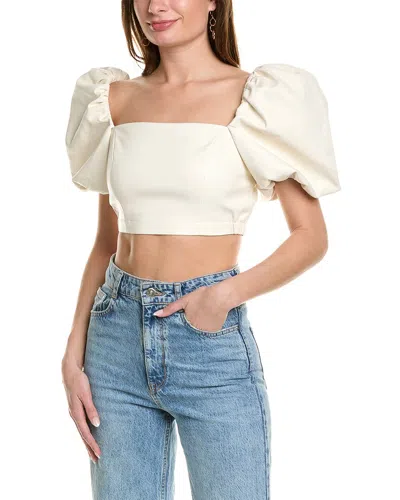 Toccin Women's Mira Faux Leather Puff-sleeve Top In White