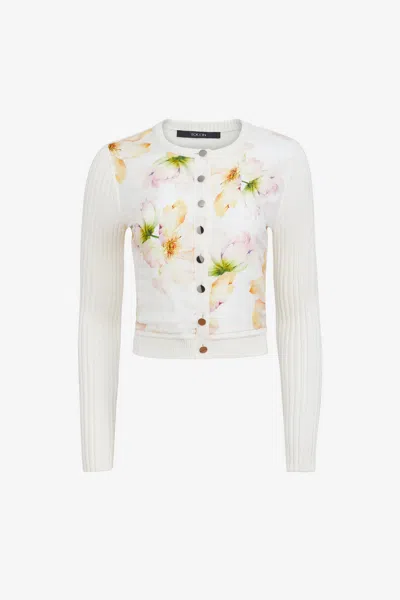 Toccin Miriam Silk Combo Cardigan In White