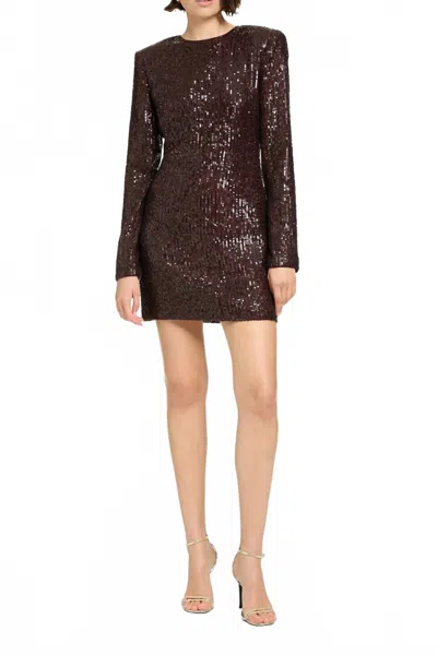 Toccin Mirren Long Sleeve Shift Mini Dress In Deep Spice In Burgundy