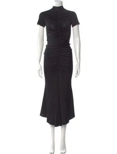 Pre-owned Toccin Mock Neck Long Dress In Black