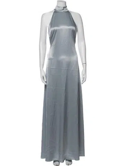 Pre-owned Toccin Mock Neck Long Dress In Blue