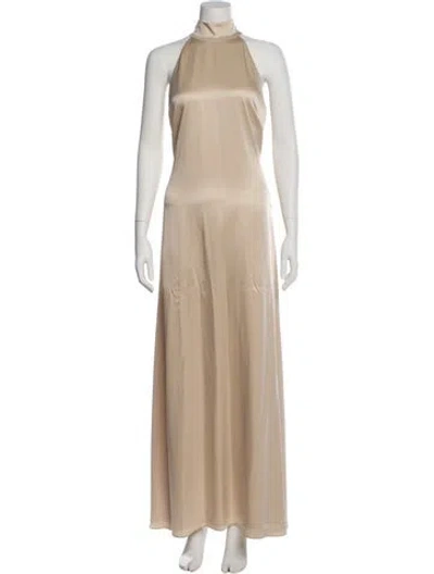 Pre-owned Toccin Mock Neck Long Dress In Neutral
