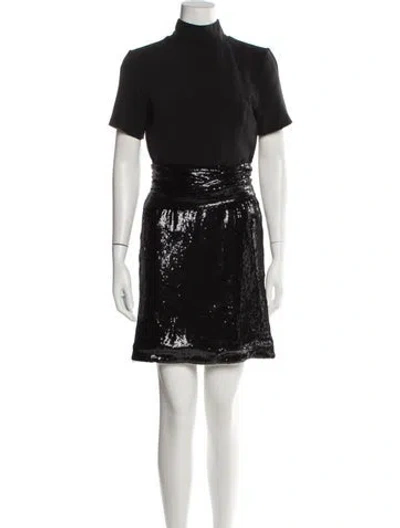 Pre-owned Toccin Mock Neck Mini Dress In Black