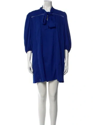 Pre-owned Toccin Mock Neck Mini Dress In Blue
