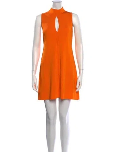 Pre-owned Toccin Mock Neck Mini Dress In Orange