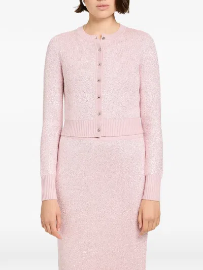 Toccin Mollie Sequined Crewneck Cardigan In Multi