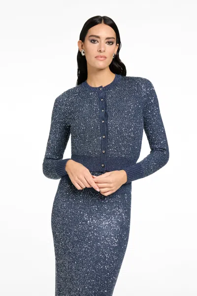 Toccin Mollie Sequined Crewneck Cardigan In Multi