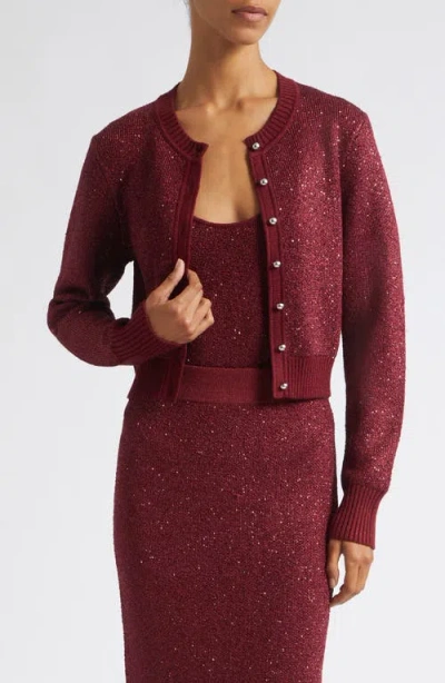 Toccin Mollie Sequin Cardigan In Burgundy