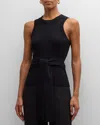 Toccin Molly Sleeveless Racerback Tie-front Top In Jet