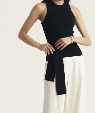 Toccin Molly Sleeveless Tie-front Top In Jet Black