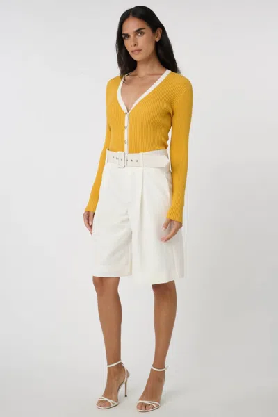 Toccin Nina Belted Culotte Pants In Optic In White