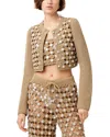Toccin Noah Open-knit Cropped Cardigan In Brown