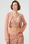 Toccin Noah Crochet Front Crop Cardigan In Multi