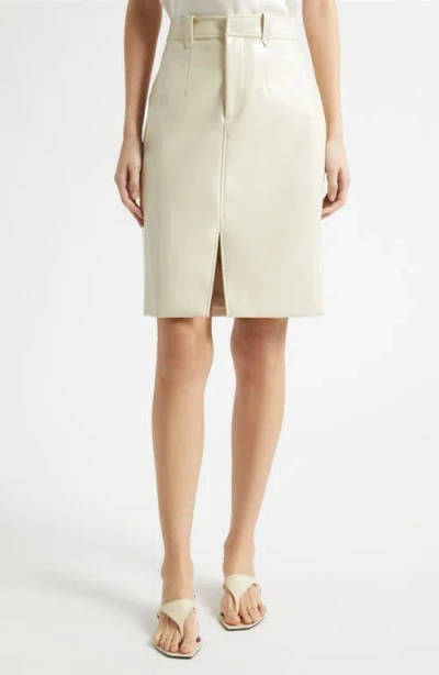 Toccin Noelle Faux Leather Pencil Skirt In Neutral