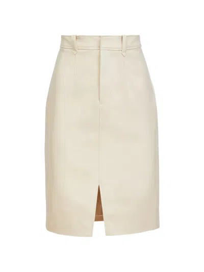 Toccin Noelle Slit Pencil Mini Skirt In Neutral