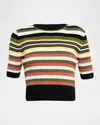 Toccin Nyla Striped Short-sleeve Sweater In Multi