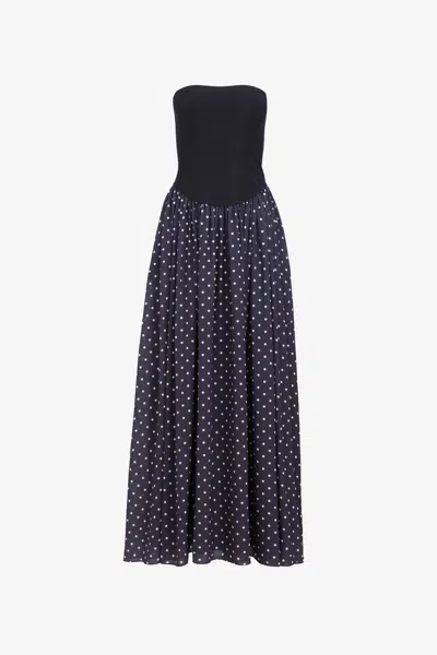 Toccin Odette Strapless Corset Maxi Dress In Blue