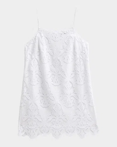 Toccin Olivera Lace Cotton Shift Mini Dress In Optic