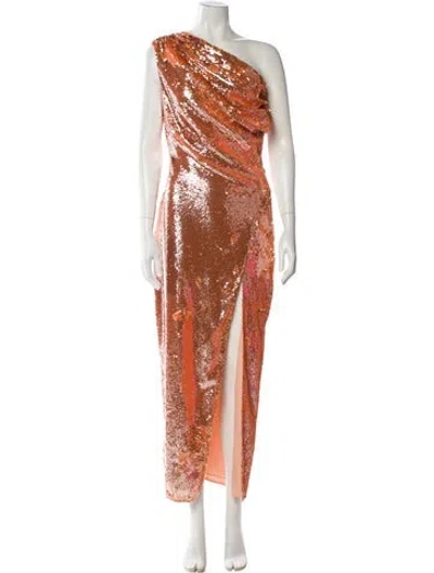 Pre-owned Toccin One-shoulder Long Dress In Orange