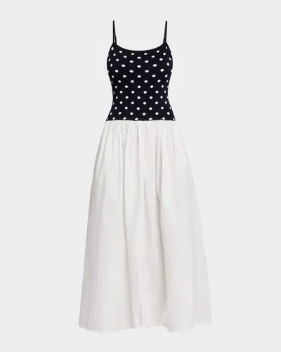 Toccin Orielle Polka-dot Drop-waist Maxi Dress In Multi