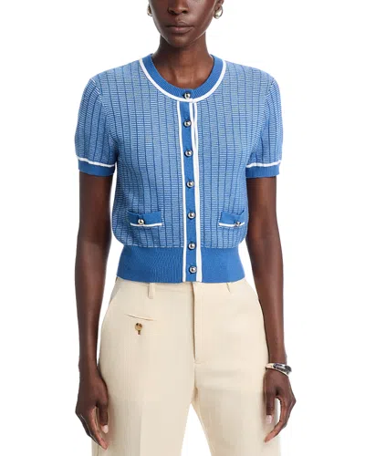 Toccin Patra Cropped Cardigan In Blue