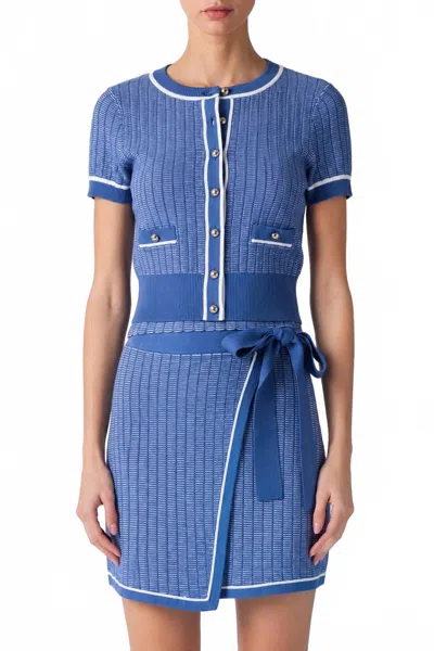 Toccin Patra Short Sleeve Cardigan In Ocean Optic In Blue