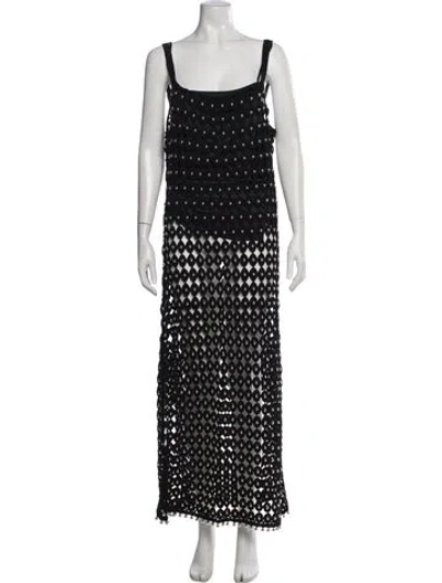 Pre-owned Toccin Patterned Long Dress In Black