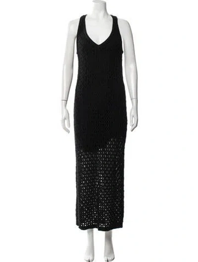 Pre-owned Toccin Patterned Long Dress In Black