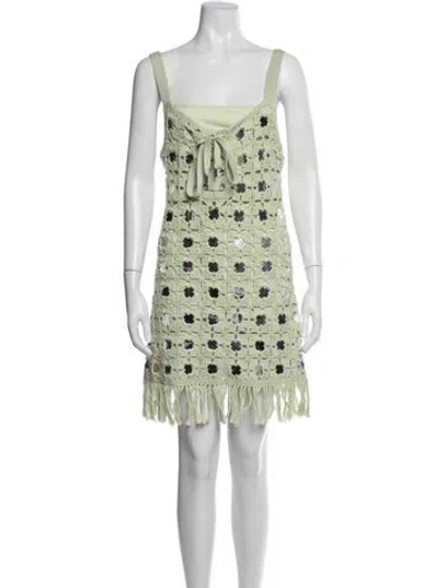Pre-owned Toccin Patterned Mini Dress In Green