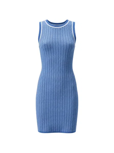 Toccin Patty Waffle Stitch Mini Dress In Blue