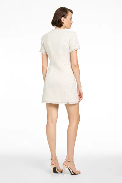 Toccin Phoebe Short Sleeve Vest Dress With Fringe In White