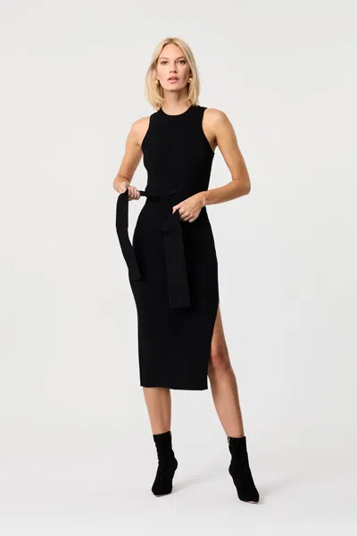 Toccin Piper Sleeveless Racer Tie-front Midi Dress In Jet Black